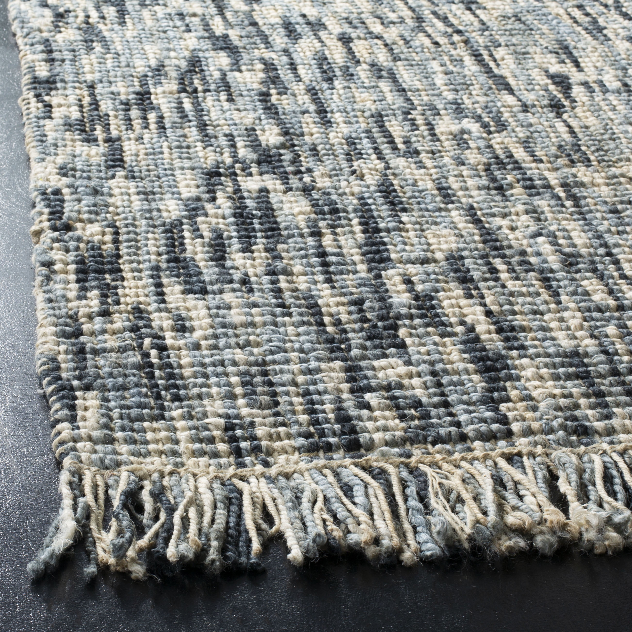 SAFAVIEH Natural Fiber Michayla Abstract Jute Runner Rug, Blue/Ivory, 2'6" x 8'