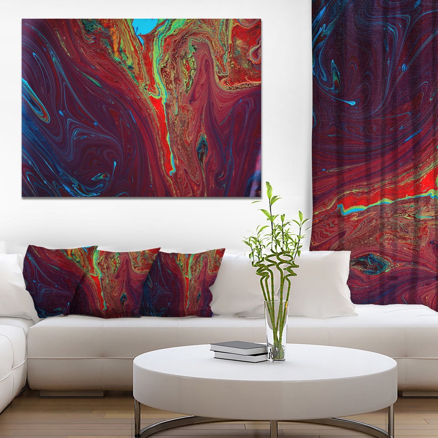 Design Art Dark Red Acrylic Paint  Canvas Print