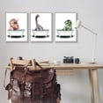 thumbnail image 2 of Stupell Fun Dinosaurs Bathroom Tubs Animals & Insects Painting Gray Framed Art Print Wall Art, Set of 3, 2 of 8