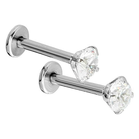 EHJRE 2pcs Multipurpose Crystal Rhinestone Stainless Steel Nose Straight Bar Stud