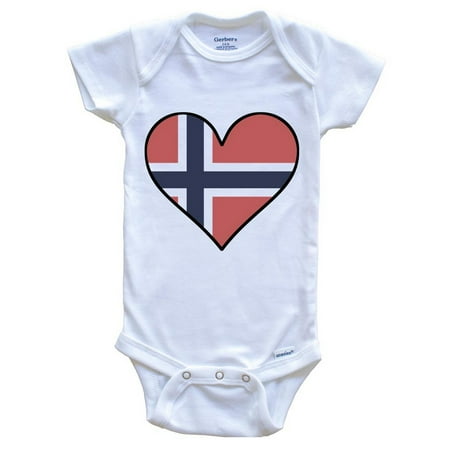 

Norwegian Flag Baby Bodysuit - Cute Norwegian Flag Heart - Norway Baby Bodysuit 0-3 Months White
