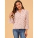 thumbnail image 3 of Blusa floral de gasa semitransparente con cuello volante y manga fruncida para mujer Rosa XL Unique Bargains Blusa, 3 of 6