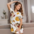 thumbnail image 3 of Yiaed Happy Thanksgiving Print Women's Loose-Fit Short Sleeve Nightgown, Soft and Comfortable Sleep Dress for Relaxation and Sleepwear, 3 of 6