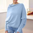 thumbnail image 4 of Ediodpoh 2025 Spring Women Boat Neck Long Sleeve Soft Knit Loose Oversized Baggy Pullover Top Womens Sweaters Light Blue, 4 of 4
