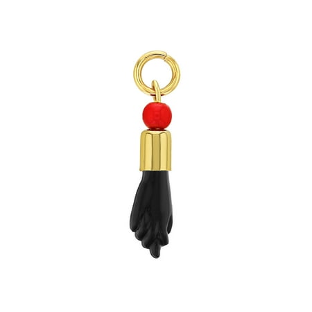 Black Claddagh Charms - 14k Gold Plated Red Black Figa Hand Evil Eye Protection Good Luck Charm Talisman
