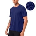 thumbnail image 2 of UVEASISHA Athletic T-Shirts for Men Stretch Short Sleeve Workout Traning Shirt Loose Comfy Gym Running Tshirts Solid Color Basic Tees Dark Blue 3XL, 2 of 7