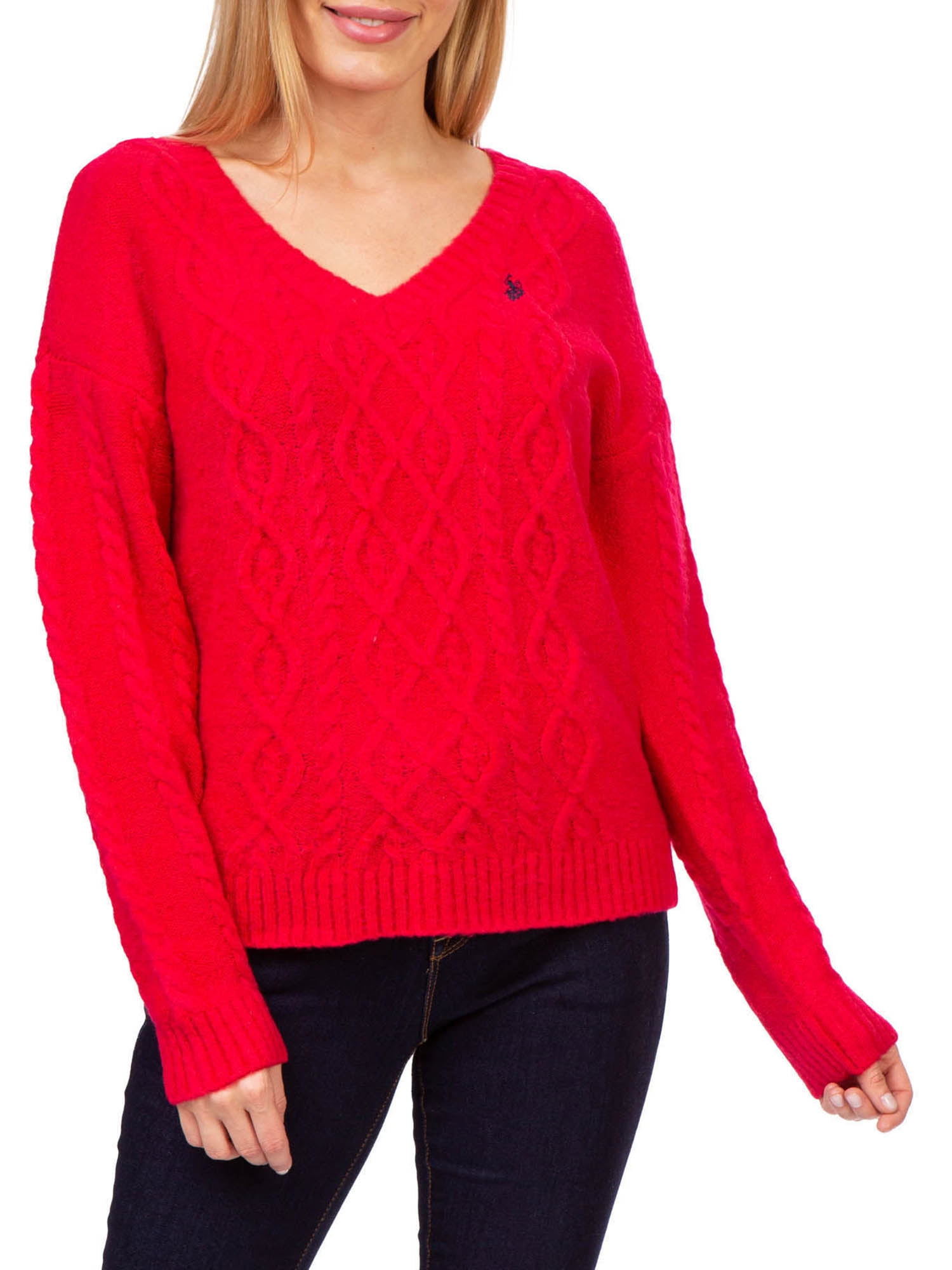U.S. Polo Assn. V-Neck Cable Knit Sweater