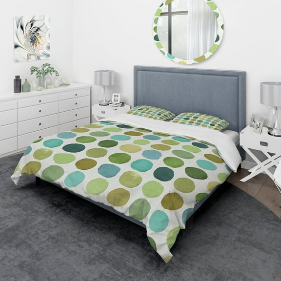 Designart 'geometric Green Circle I' Geometric Duvet Cover Set