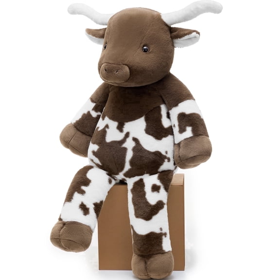 MorisMos 39in Longhorn Cow Stuffed Animal, Soft Longhorn Cow Plush PillowToy