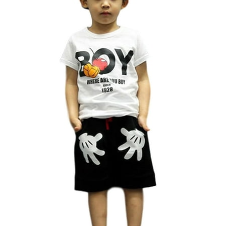 

MERSARIPHY Boys Summer Sets Letter Print T-shirt Shorts Casual Set