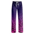 thumbnail image 4 of Halloween Costumes Pajama Pants Women Elastic Waist Halloween Cute Ghost Printed Loose Cotton Plus Size Sleep Pants Purple XL, 4 of 6