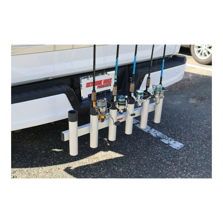 Extreme Max 3005.4275 Aluminum Pivoting Fishing Rod Holder for 2 Hitch Receivers - 6-Rod Capacity