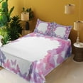thumbnail image 3 of Ambesonne Butterfly Fitted & Top Sheet Set with Shams, Fantasy Vibrant Color, Pink Purple Grey, 3 of 5