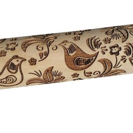 

Christmas Rolling Pin Engraved Carved Wood Embossed Rolling Pin Kitchen Tool Non-Stick Kitchen Cookware for Bathroom Cupboard Bedroom Office Camping