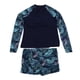 thumbnail image 1 of Traje de baño de dos piezas para mujer, de fibra de poliéster, de manga larga, con estampado de hojas, traje de baño para surfear, para piscina y playa, 1 of 15