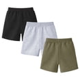 thumbnail image 4 of HILEELANG Toddler Boys' Cotton Shorts 3-Pack with Pockets, Grey/Black/Olive Green, Size 5 Years, 4 of 11