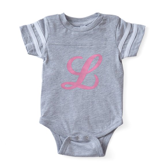 CafePress - L Pink Initial_Tr - Cute Infant Baby Football Bodysuit