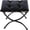 Black, variant on 15" Foldable Foot Stool Ottoman with Metal Frame - Washable Faux Fur Navy Upholstered Indoor/Outdoor Footrest for Living Room, Bedroom, Patio - Space-Saving Compact Design