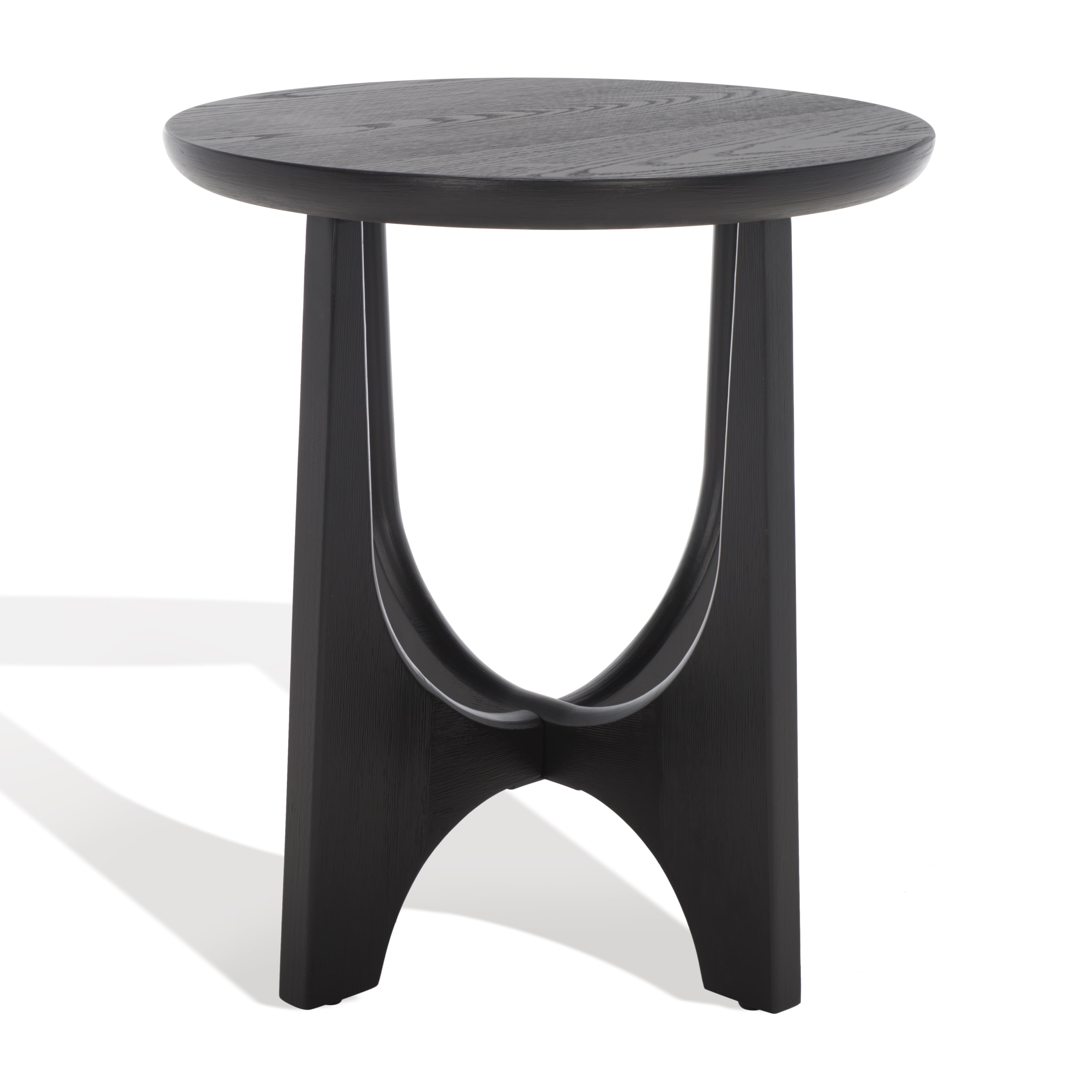 SAFAVIEH Couture Sasha Mid-Century Wood Round End Table, Black