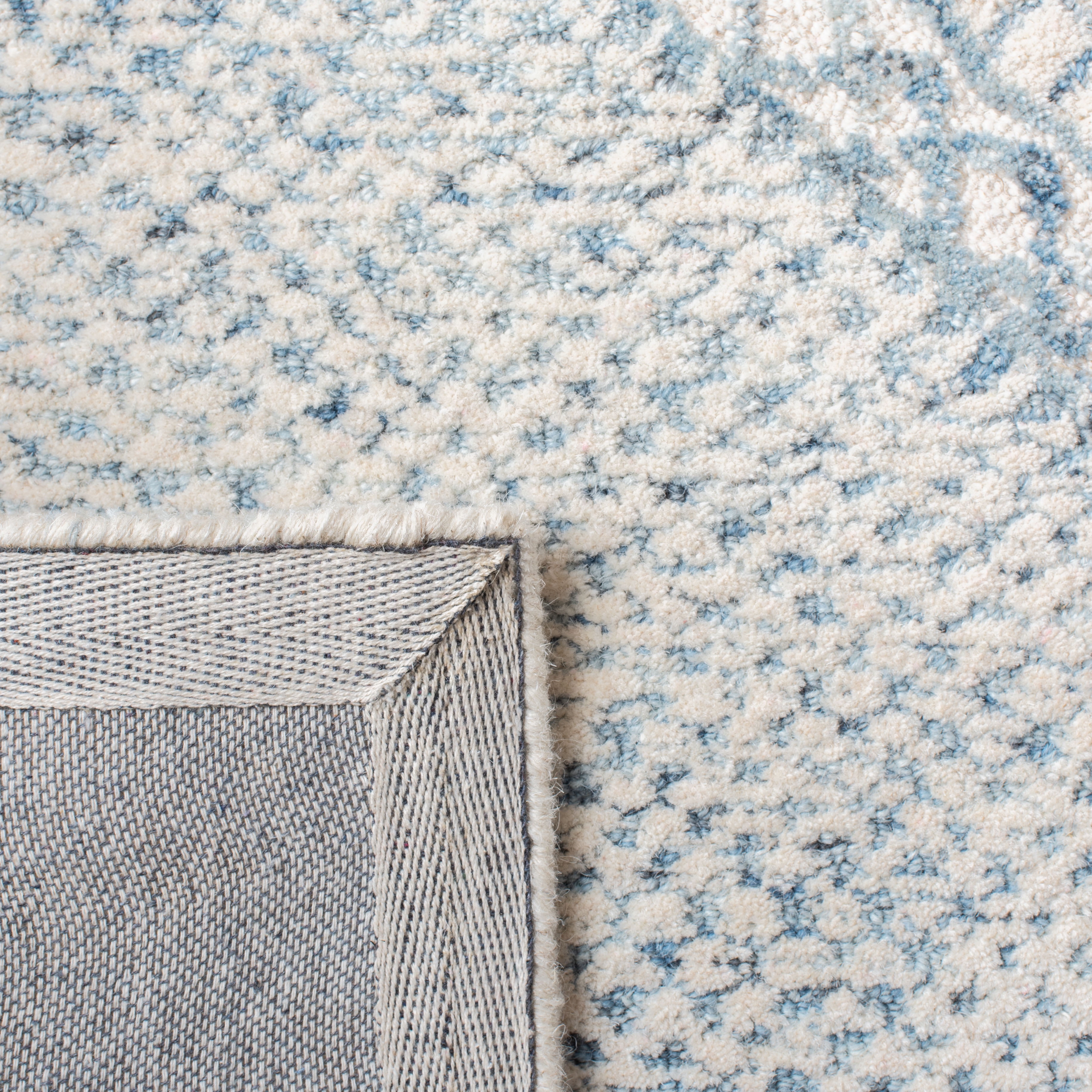 SAFAVIEH Abstract Grosvenor Geometric Wool Area Rug, Ivory/Blue, 6' x 6' Square