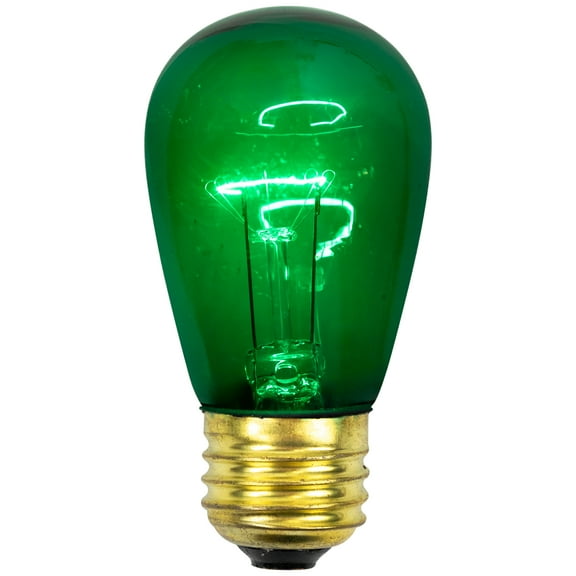 Pack of 25 Transparent Christmas Replacement S14 Bulbs - Green