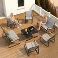 thumbnail image 5 of Noelse 8 Piece Outdoor Patio Furniture Set, Textilene Conversation Set with 4 Rocking Chairs, 2 Loveseats and 2 Glass Coffee Tables, Weather-Resistant, Grey, 5 of 10