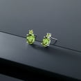 thumbnail image 4 of Gem Stone King 14k White Gold Green Peridot Earrings for Women (2.8Cttw, GemstoneAugust Birthstone, Oval 8X6MM, Round 2.5MM), 4 of 4