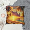 thumbnail image 2 of PIKWEEK Tropical Palms Throw Pillow Covers 18 x 18 inch Sunset with Palm Tree on The Beach Linen Pillow Cushion Cases Square Pillowcases for Sofa Couch Bedroom Living Room Car Multiple specifications, 2 of 5