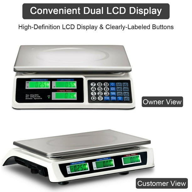 Costway 66Lbs Digital Weight Scale Price Computing Retail Count Scale Food Meat Scales Walmart
