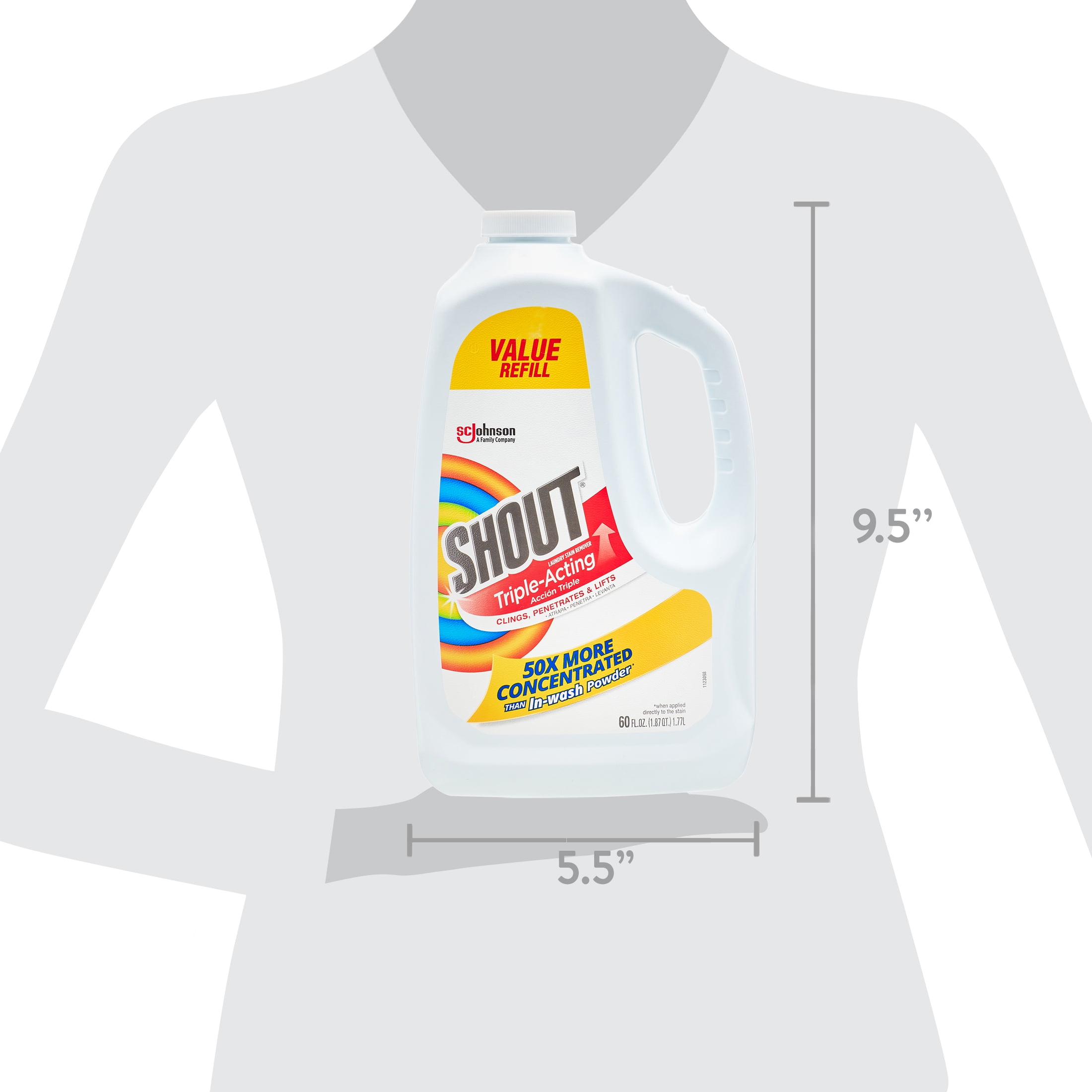Shout 60 Oz Triple-Acting Liquid Refill (Pack of 2) Made in USA + FREE  Laundry Stain Remover: : Industrial & Scientific