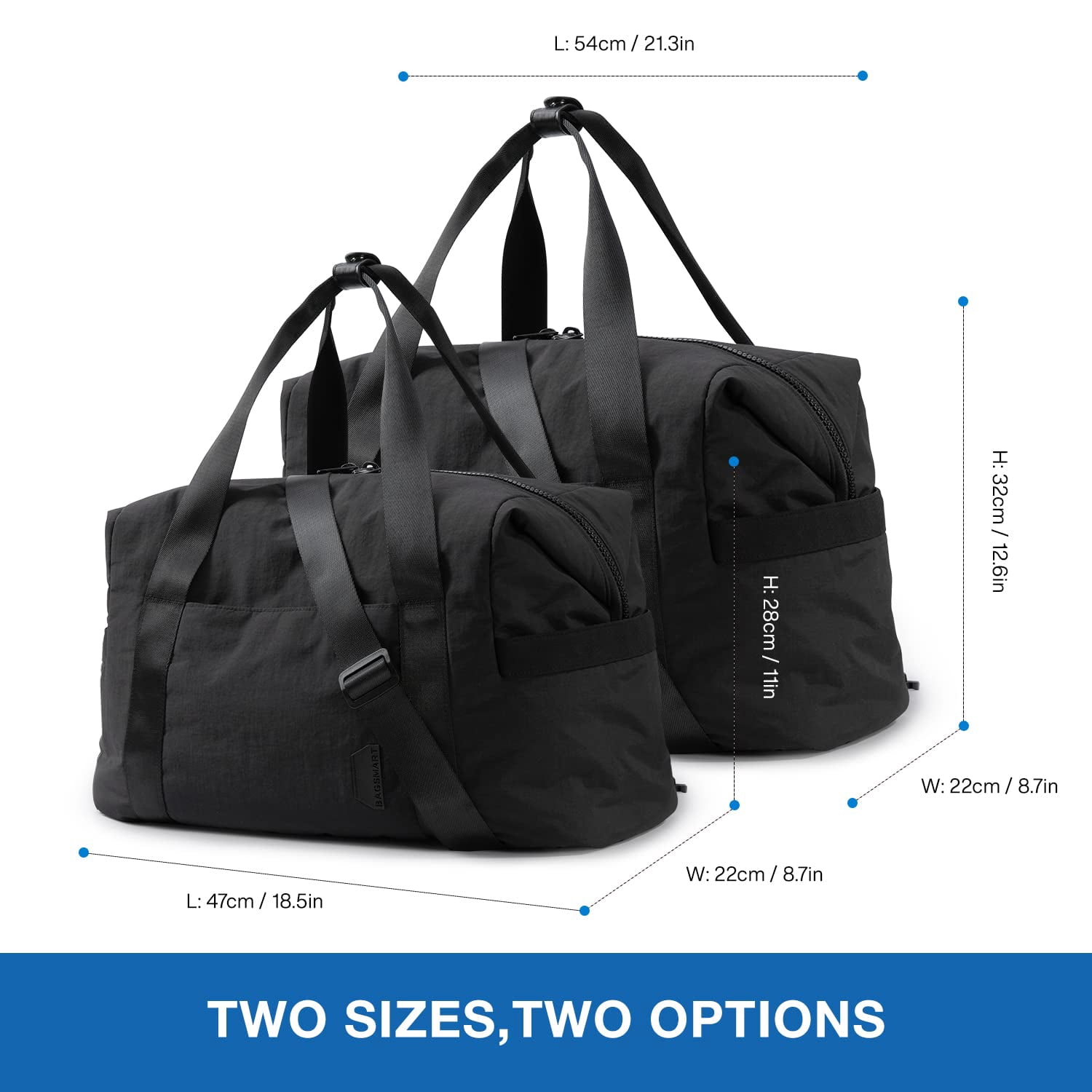 BAGSMART, Travel Duffel Gym Bag, 30L, Large Carry-on Overnight Bag