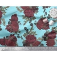thumbnail image 3 of Soimoi Green Rayon Fabric Leaves & Maroon Floral Decor Fabric Printed BTY 42 Inch Wide, 3 of 3
