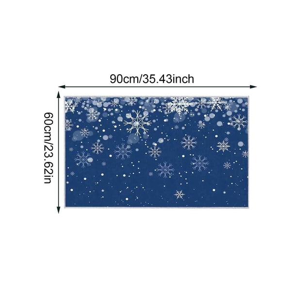 Alfombras de baño, alfombras para sala de estar, alfombras de área, alfombra de baño, alfombras y tapetes de cocina con copos de nieve, alfombra navideña azul antideslizante con copos de nieve, alfomb