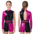 thumbnail image 7 of TiaoBug Gymnastics Leotard for Girls Cheerleading Outfit Sequin Color Block Short Jumpsuit Tumbling Biketard Hot Pink 16, 7 of 7