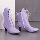thumbnail image 3 of NECHOLOGY Botas Mujer Zapatos Botines para mujer Botas de tobillo antideslizantes con punta redonda y tacón bajo para mujer, con cordones y cremallera lateral, botas a media (Purple, 8.5), 3 of 7