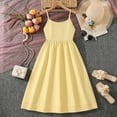thumbnail image 2 of mgoYE Girls Dress Easter Dress Girls Dress Casual Round Neck A Line Ruffle Sleeve Knee Length Dresses(Yellow,8-9 Years), 2 of 8