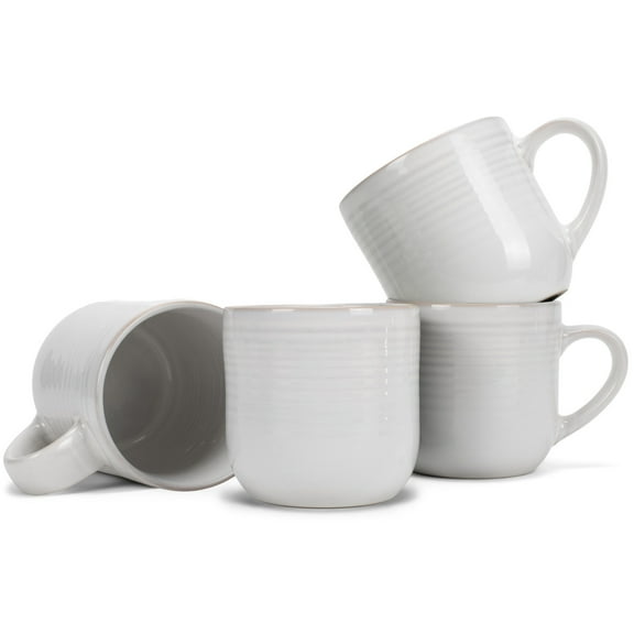 Elanze Designs Classic White Glossy Rainbow Reactive Glaze 17 ounce Stoneware Coffee Cup Mugs Set of 4