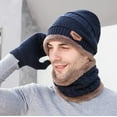 thumbnail image 3 of 3 Pieces Winter Warm Hat Scarf Glove Set Knit Thick Beanie Scarves Cap for Men, 3 of 7