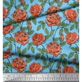 thumbnail image 3 of Soimoi Tissu Poly Georgette Feuilles & Roses Imprimé Floral 1 Yard 52 Pouces de Large, 3 of 3