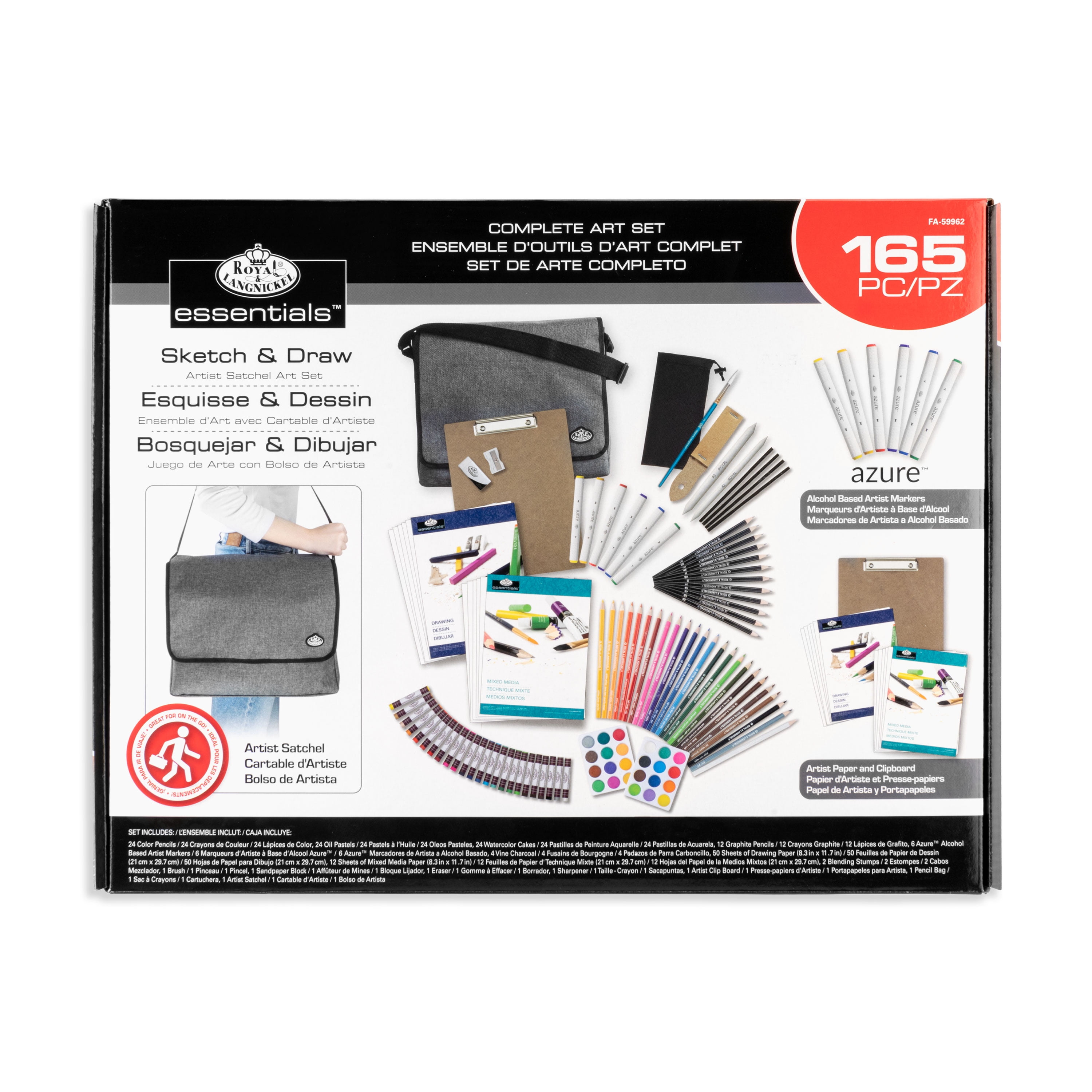 Royal & Langnickel Essentials - 165pc Sketch & Draw Art Set with Travel Bag for All Ages