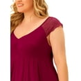 thumbnail image 5 of Unique Bargains Women's Plus Size Nightgown Sleepwear Lace Cap Sleeve Loungewear, 5 of 6