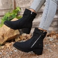 thumbnail image 5 of Viluyesy Mid Calf Boots for Womens, Side Zipper Chunky Heels Comfortable Trendy Slouchy Moto Boots Black US9.5, 5 of 7