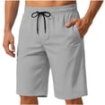 thumbnail image 4 of Mens Shorts Under $10 Summer Casual Shorts Solid Color Mens Shorts Elastic Waist Sports Lightweight Breathable Pocket Shorts for Men, Gray-3XL, 4 of 8