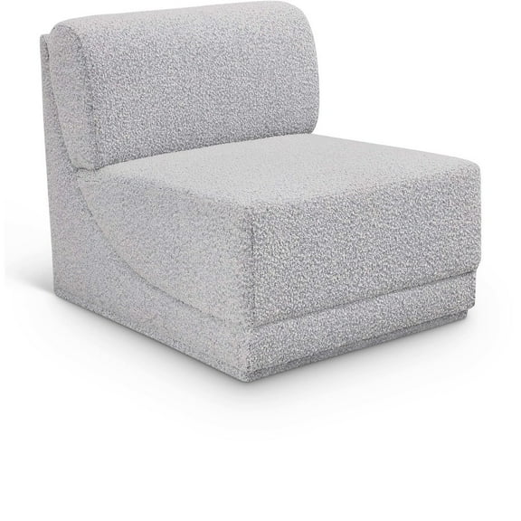 Meridian Furniture Ollie Grey Boucle Fabric Armless
