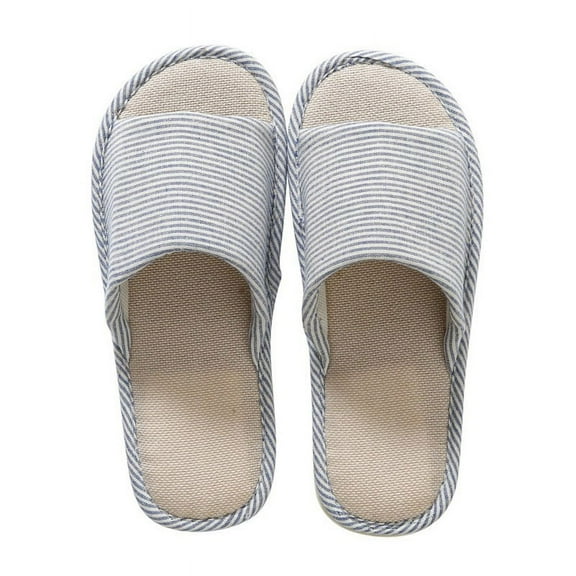 Summer Women Men Anti-slip Linen Floral Home Indoor Open Toe Flat Slippers