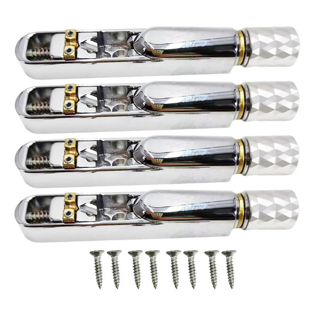 MERIGLARE Pont de Guitare Électrique Sans Tête & Ensemble de Queue Pièces de Rechange en Métal Selle Simple Accessoires de Modification de Guitare Argent 4 Cordes