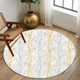 thumbnail image 3 of Yellow Grey Round Area Rug 5 FT, Non Slip Bedroom Area Rug, Pastoral Botanical Branch Aesthetics Washable Soft Circular Carpet Non-Shedding Floor Mat for Kitchen Dining Room Foyer Balcony Dorm, 3 of 9