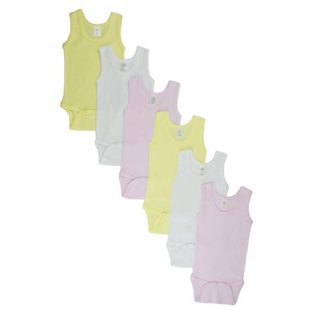 Newborn Tank Top Onesies 6 Pack - Soft Cotton Baby Clothes Set - Expandable Shoulder Design