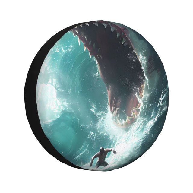 Balery Surfing Shark Cubiertas para Neumáticos - Protector Resistente para Neumáticos de Camioneta, SUV, Remolque, Camper y RV-17 inch