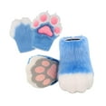 thumbnail image 3 of Pantuflas peludas con forma de pata de animal para cosplay, fiestas, bailes de máscaras Azul, 3 of 8